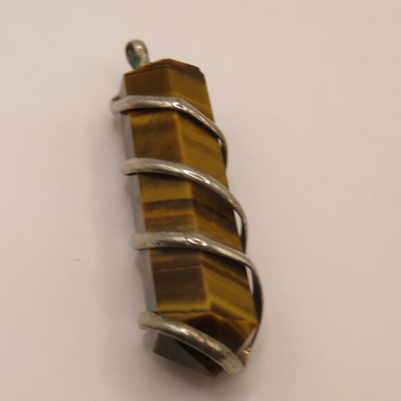 Tiger Eye Wire Wrap Pendant - Picture 1 of 5